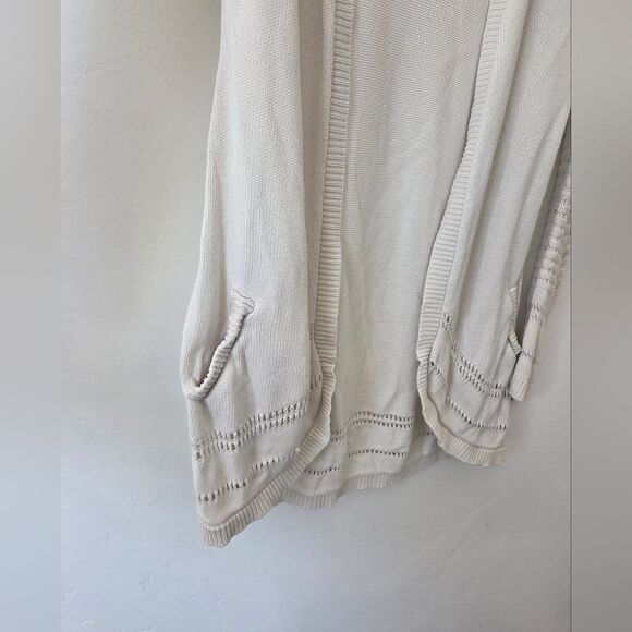 Amelie Boutik White Cotton Cardigan Open Knit Beachy Boho Festival Teacher Small - Picture 7 of 10